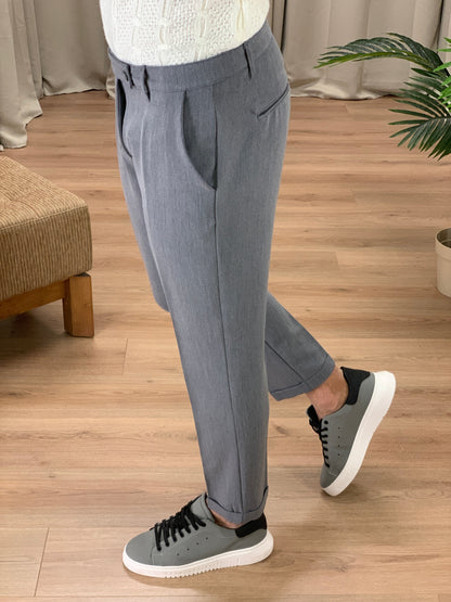 Pantalone Lussemburgo con risvolto col. Grigio