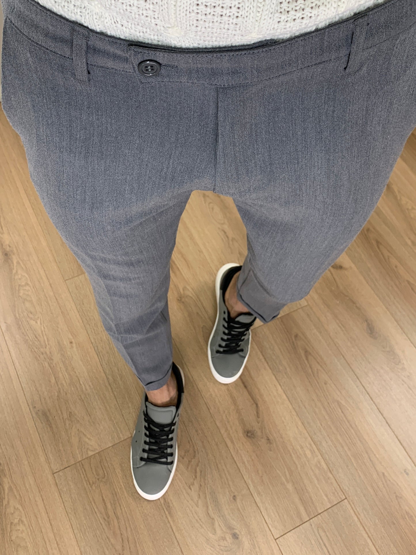 Pantalone Lussemburgo con risvolto col. Grigio