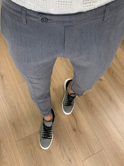 Pantalone Lussemburgo con risvolto col. Grigio