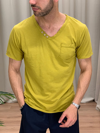 T-shirt Victory in Cotone con Taschino col. Senape