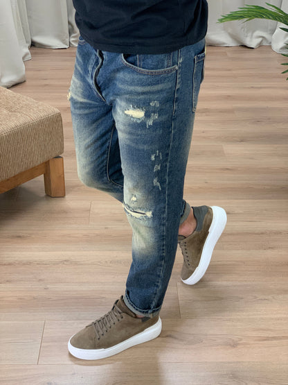 Jeans Mertens con Lavorazione Sabbiata col. Denim