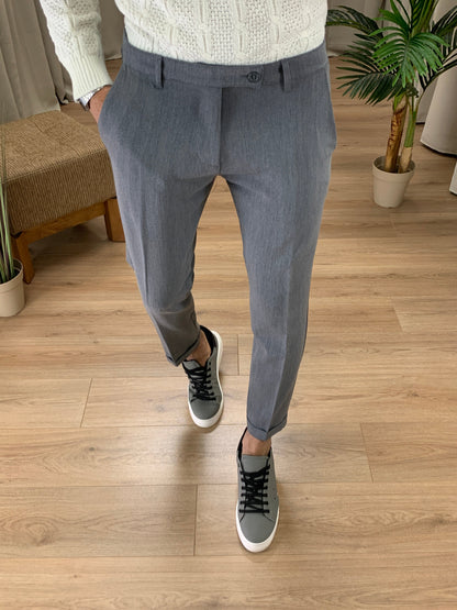 Pantalone Lussemburgo con risvolto col. Grigio