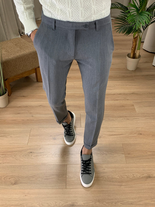 Pantalone Lussemburgo con risvolto col. Grigio