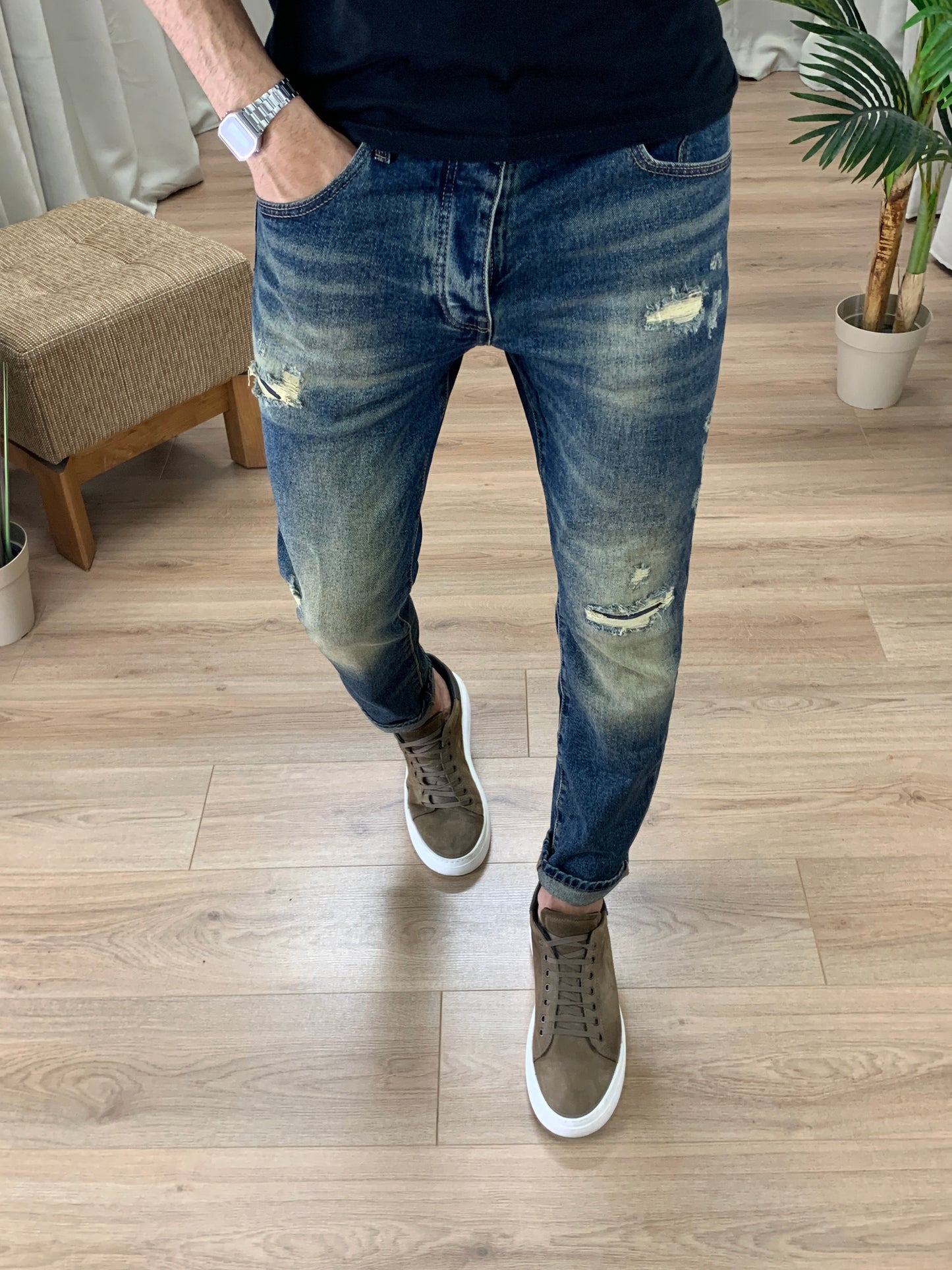 Jeans Mertens con Lavorazione Sabbiata col. Denim