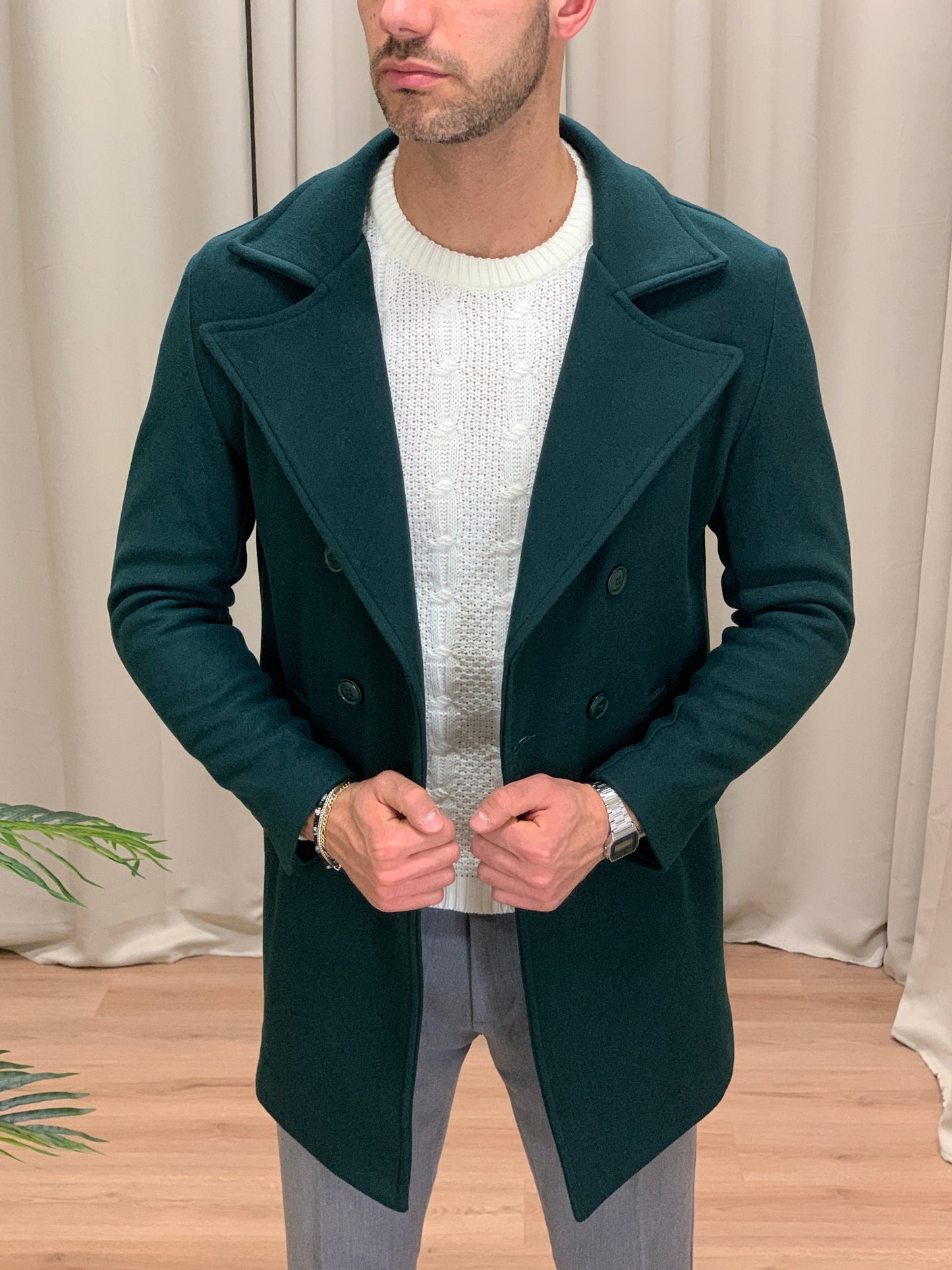 Cappotto Zurigo Doppiopetto col. Verde Bosco