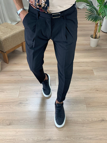 Pantalone Trieste con Fibbia e Pinces col. Nero