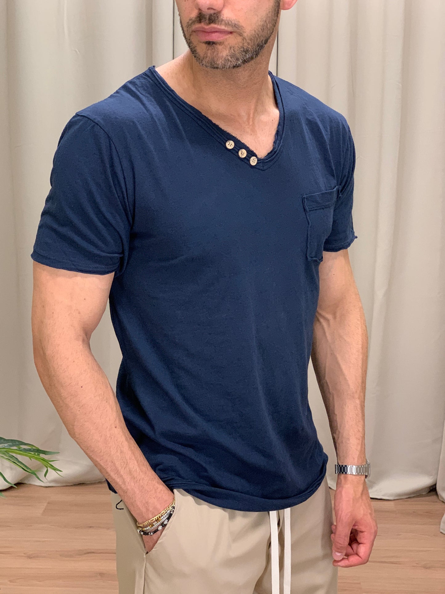 T-shirt Victory in Cotone con Taschino col. Blu Notte