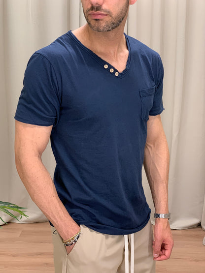 T-shirt Victory in Cotone con Taschino col. Blu Notte