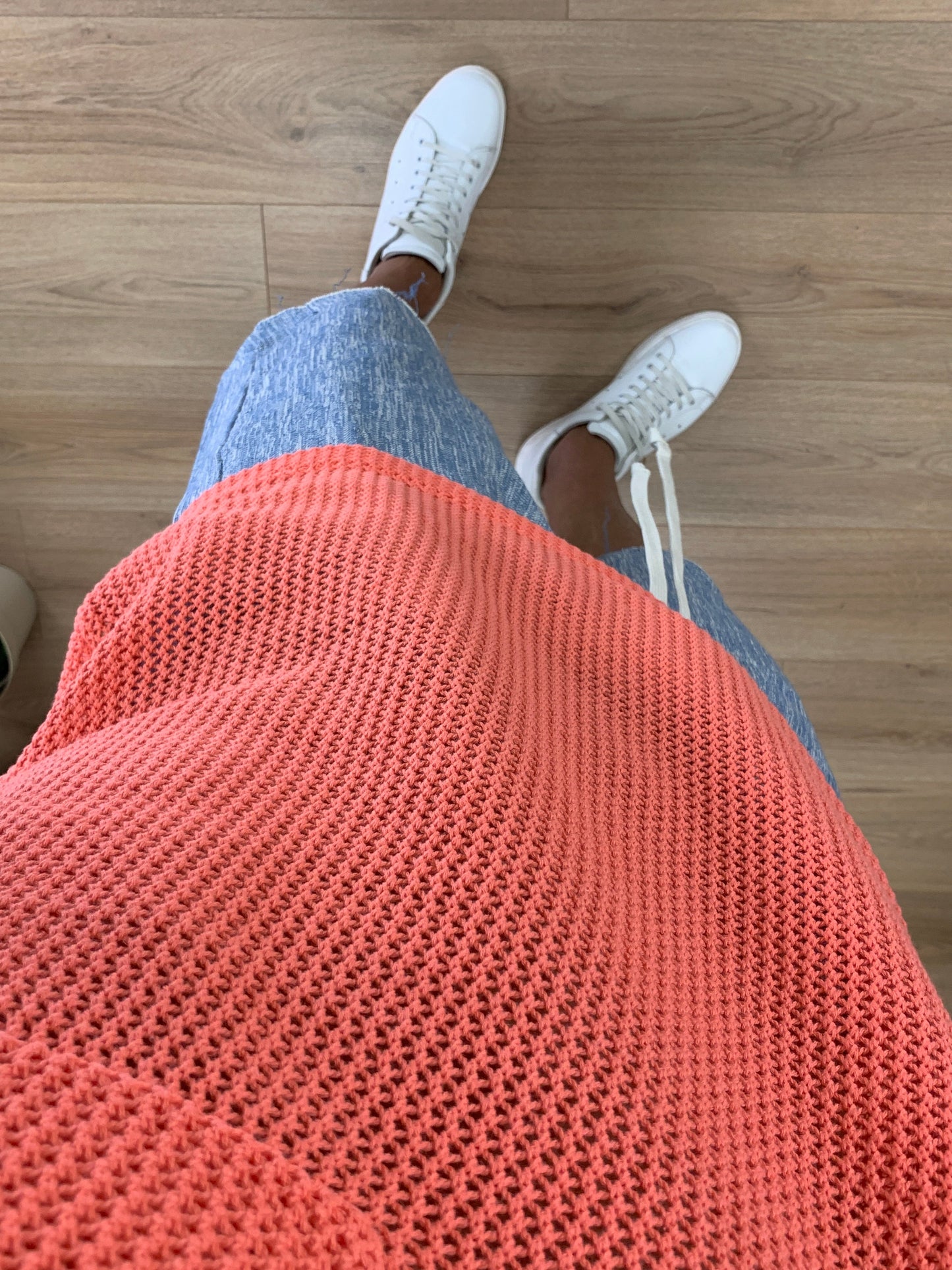 T-shirt traforata effetto Maglia con Taschino col. Aragosta