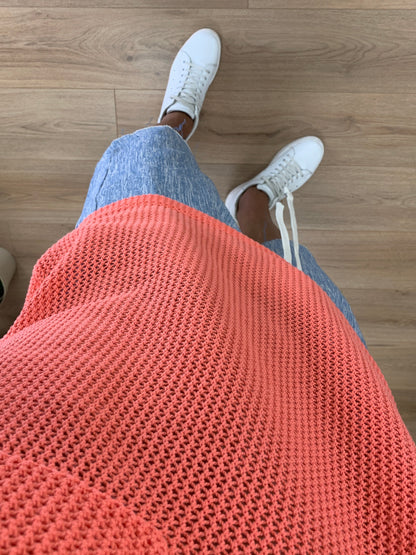 T-shirt traforata effetto Maglia con Taschino col. Aragosta