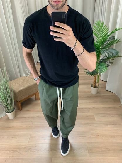 Pantalaccio Balloon con elastico in Vita col. Verde Militare