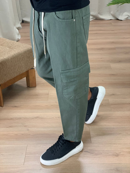 Jeans Poker Cargo col. Verde Militare