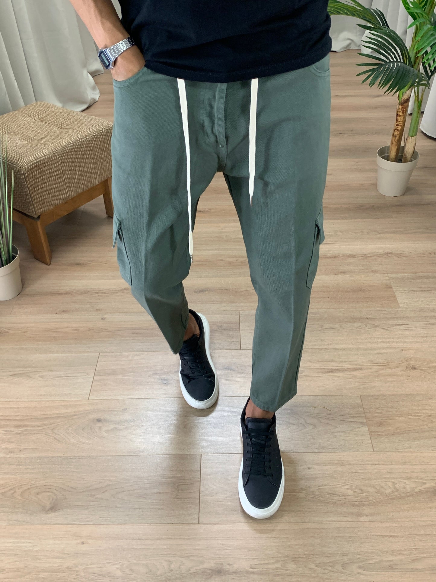 Jeans Poker Cargo col. Verde Militare