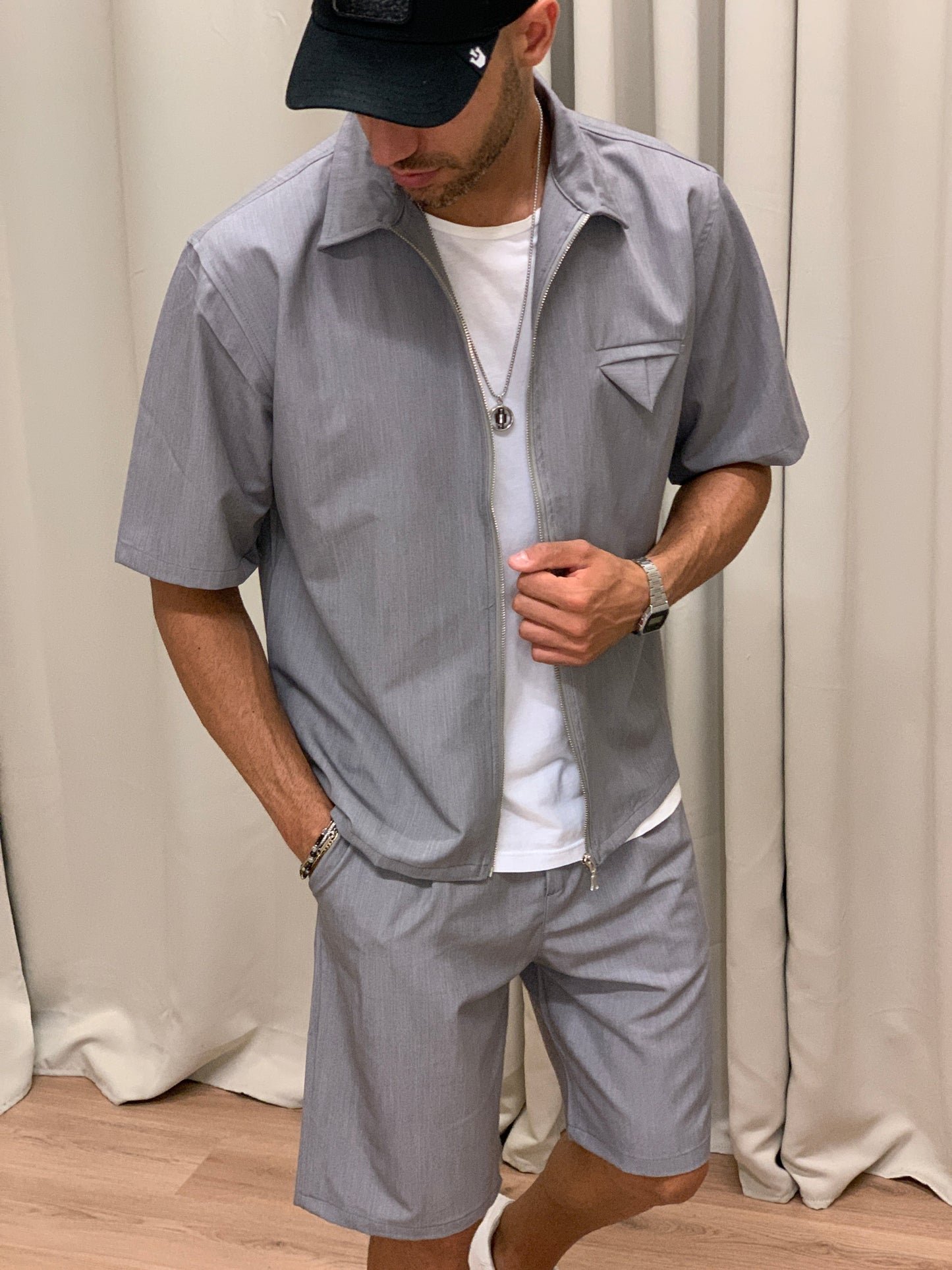 Completo 55 Bermuda + Camicia col. Grigio