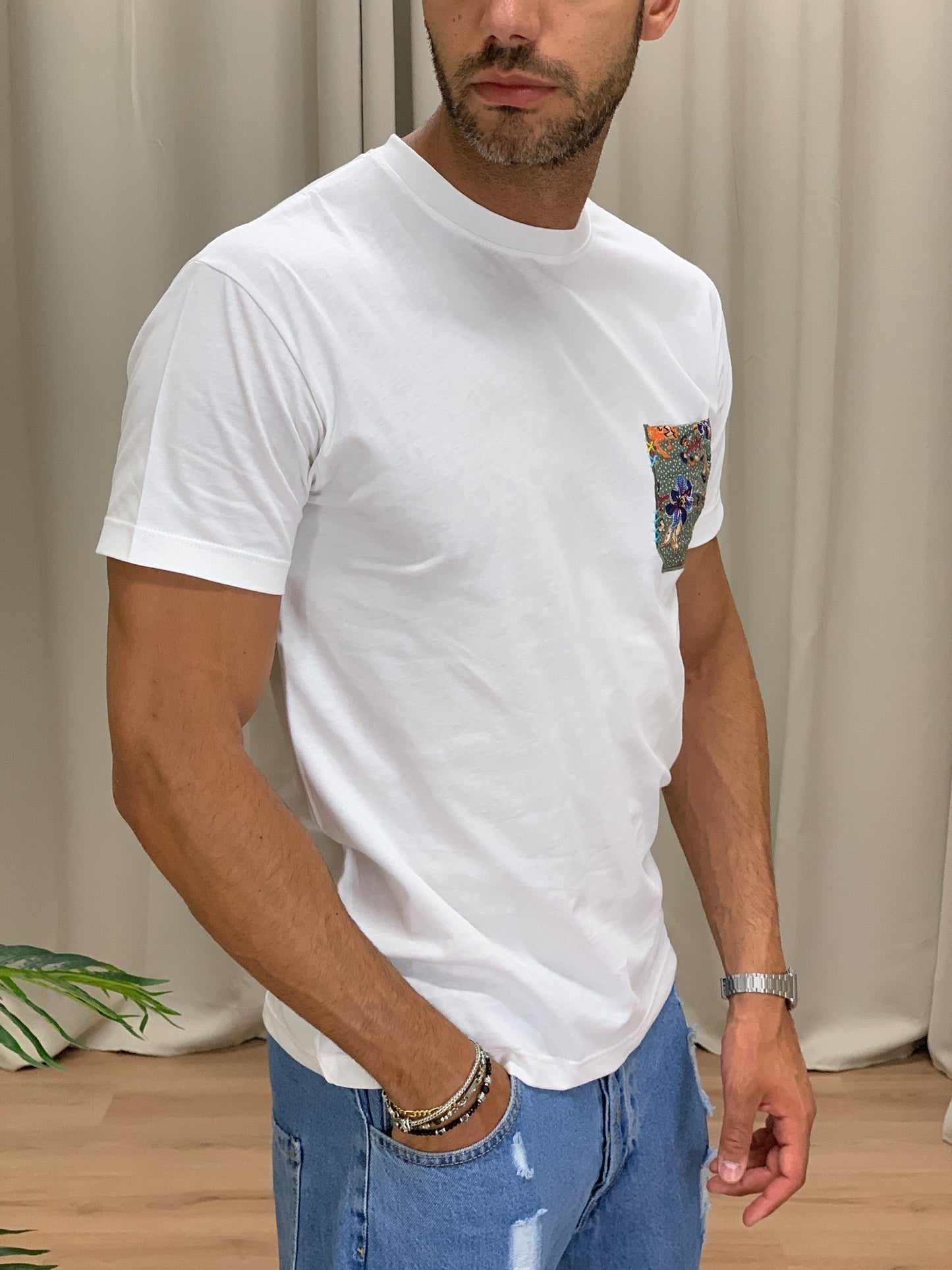T-shirt Positano con Taschino col. Panna
