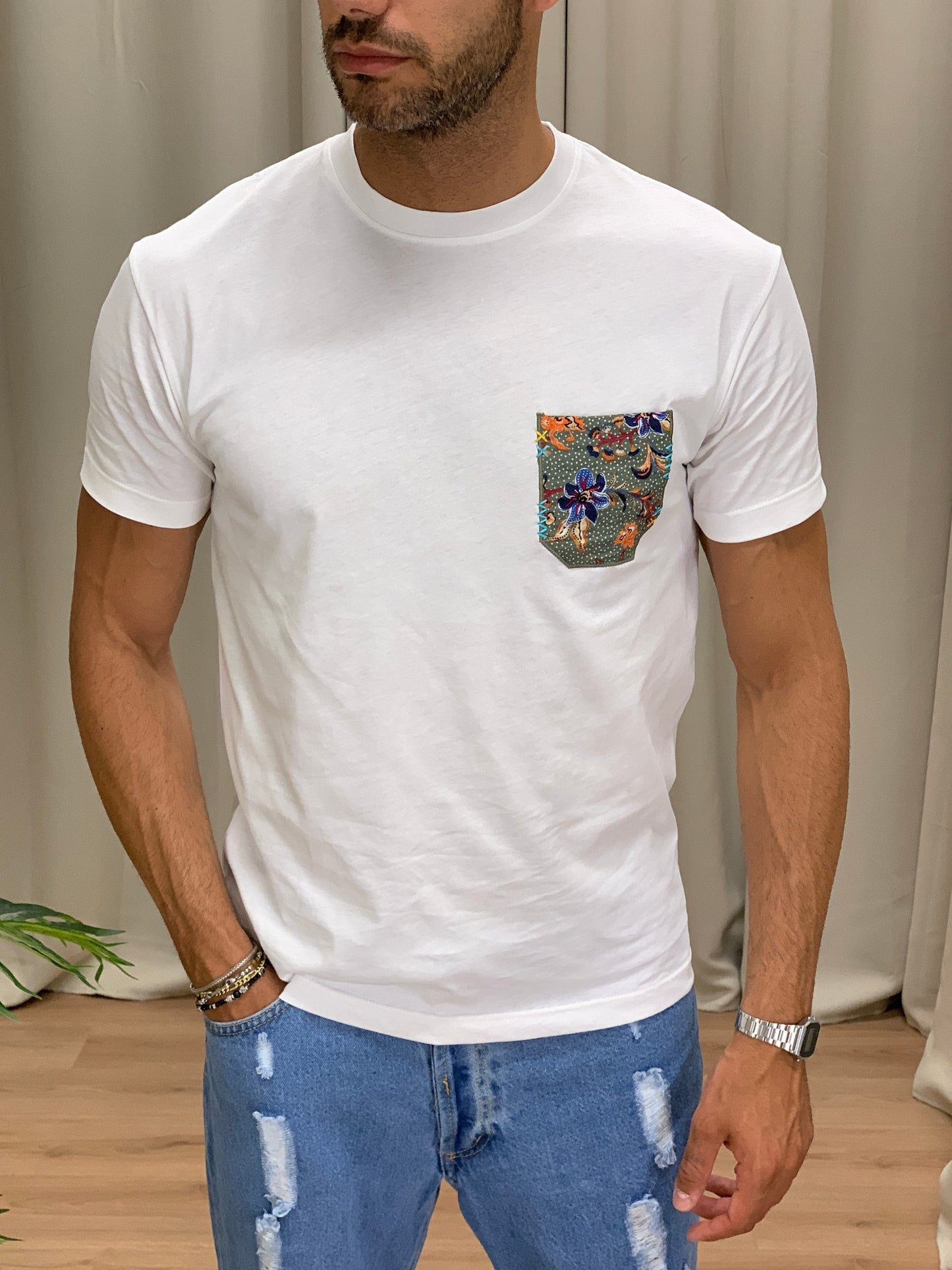 T-shirt Positano con Taschino col. Panna