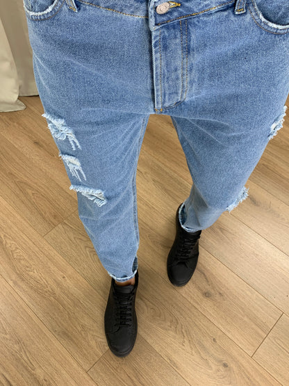 Jeans Mentos con piccole Rotture col. Denim