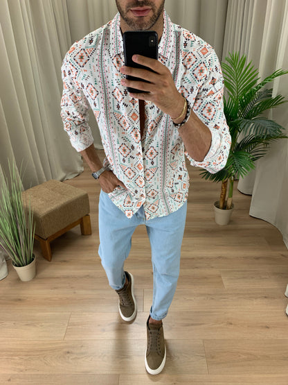 Camicia Bangkok con fantasia col. Bianco