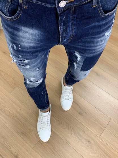 Jeans Jacob con Abrasioni multiple col. Denim
