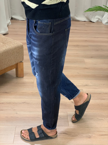Jeans Bunker con Leggere Abrasioni col. Denim