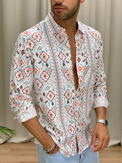 Camicia Bangkok con fantasia col. Bianco