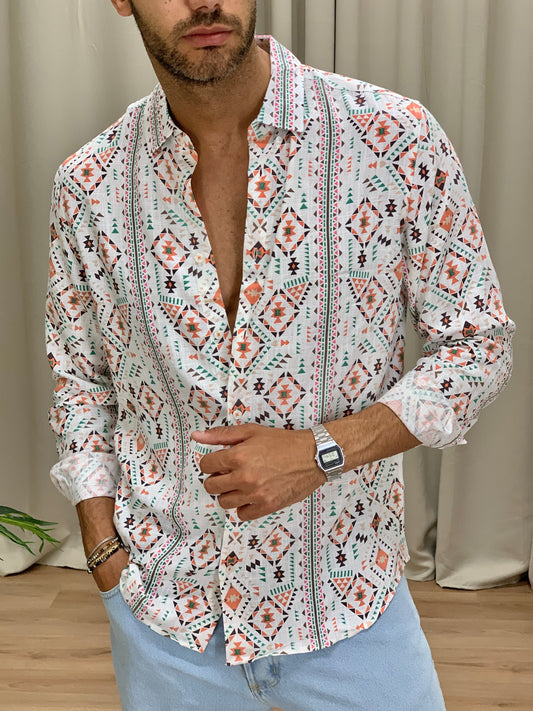 Camicia Bangkok con fantasia col. Bianco