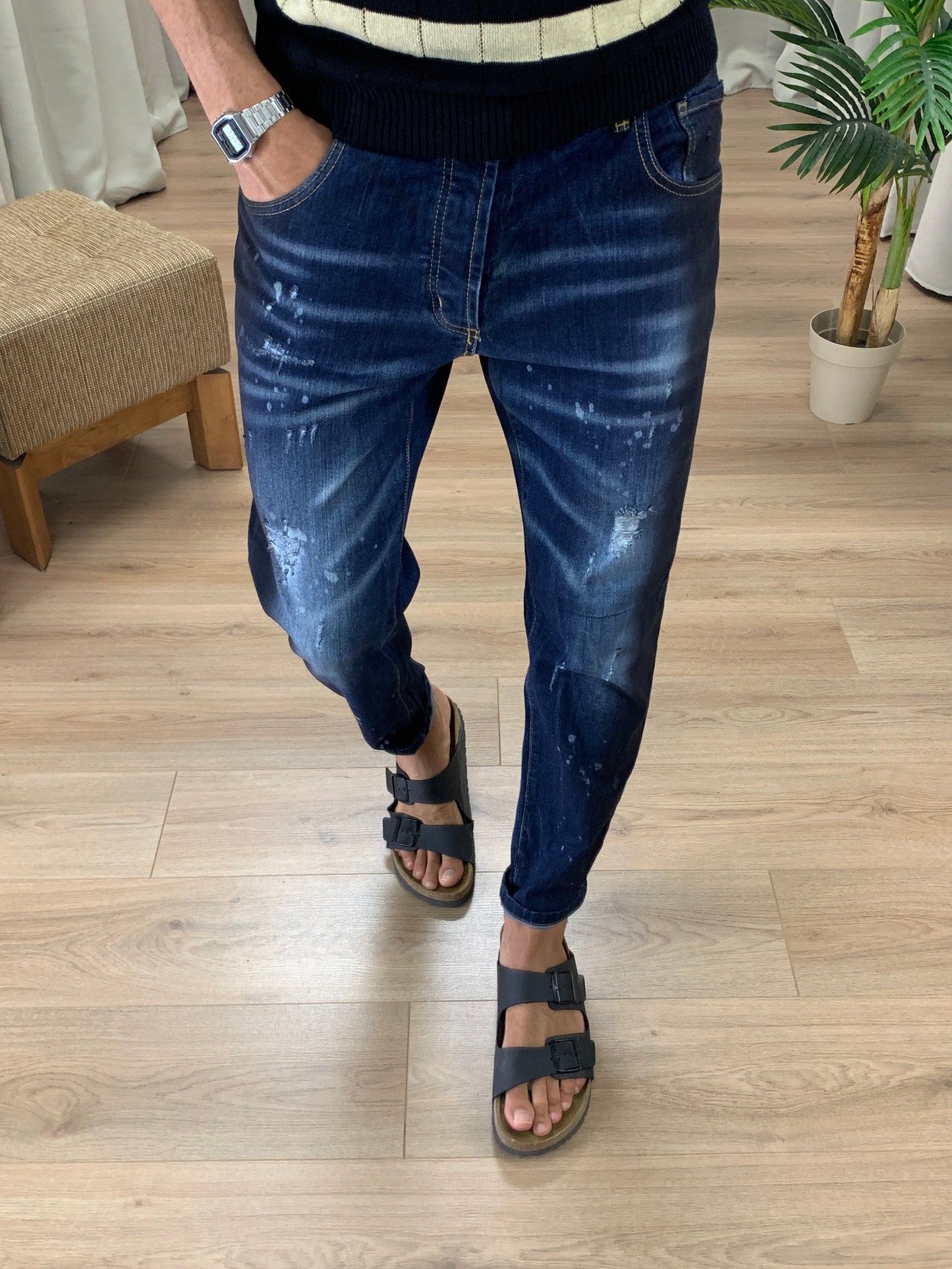 Jeans Bunker con Leggere Abrasioni col. Denim