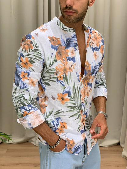 Camicia Patagonia effetto Lino col. Bianco