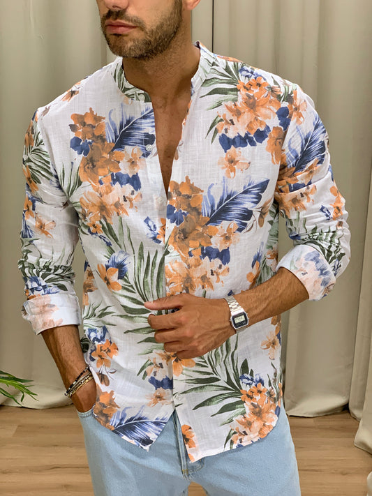 Camicia Patagonia effetto Lino col. Bianco